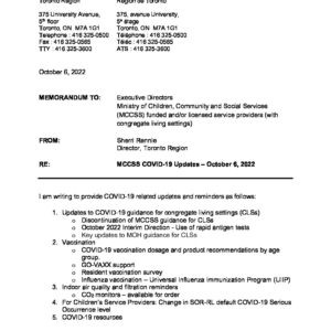 MCCSS COVID-19 Updates – October 6, 2022